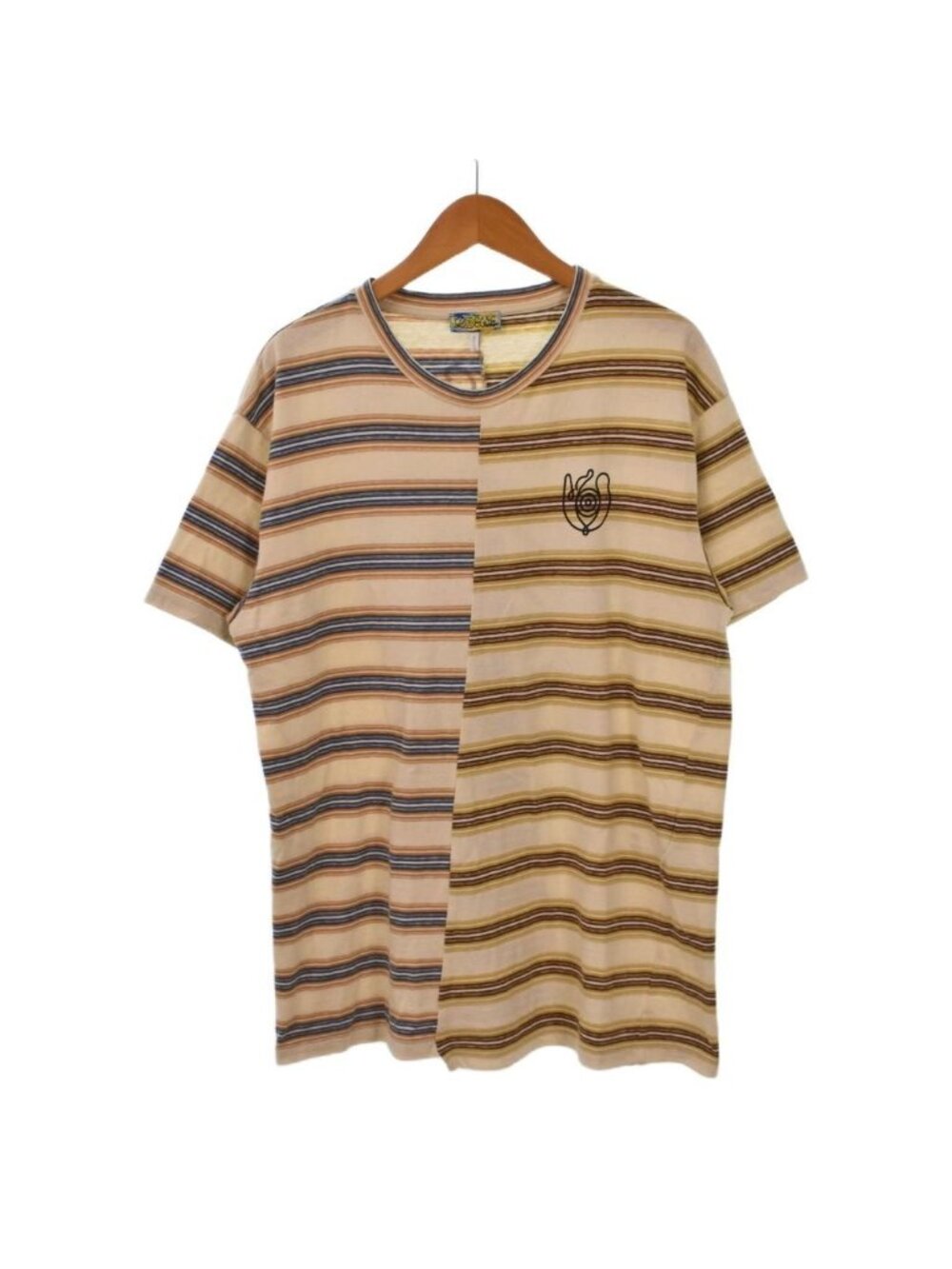 Loewe Eln Stripe Asymmetric T-Shirt Short Sleeve Striped Pattern Logo Back